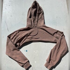 Women’s Brixton Sweatshirt Beige Spell-Out Logo S Beach Mid-Riff Casual Surf CA